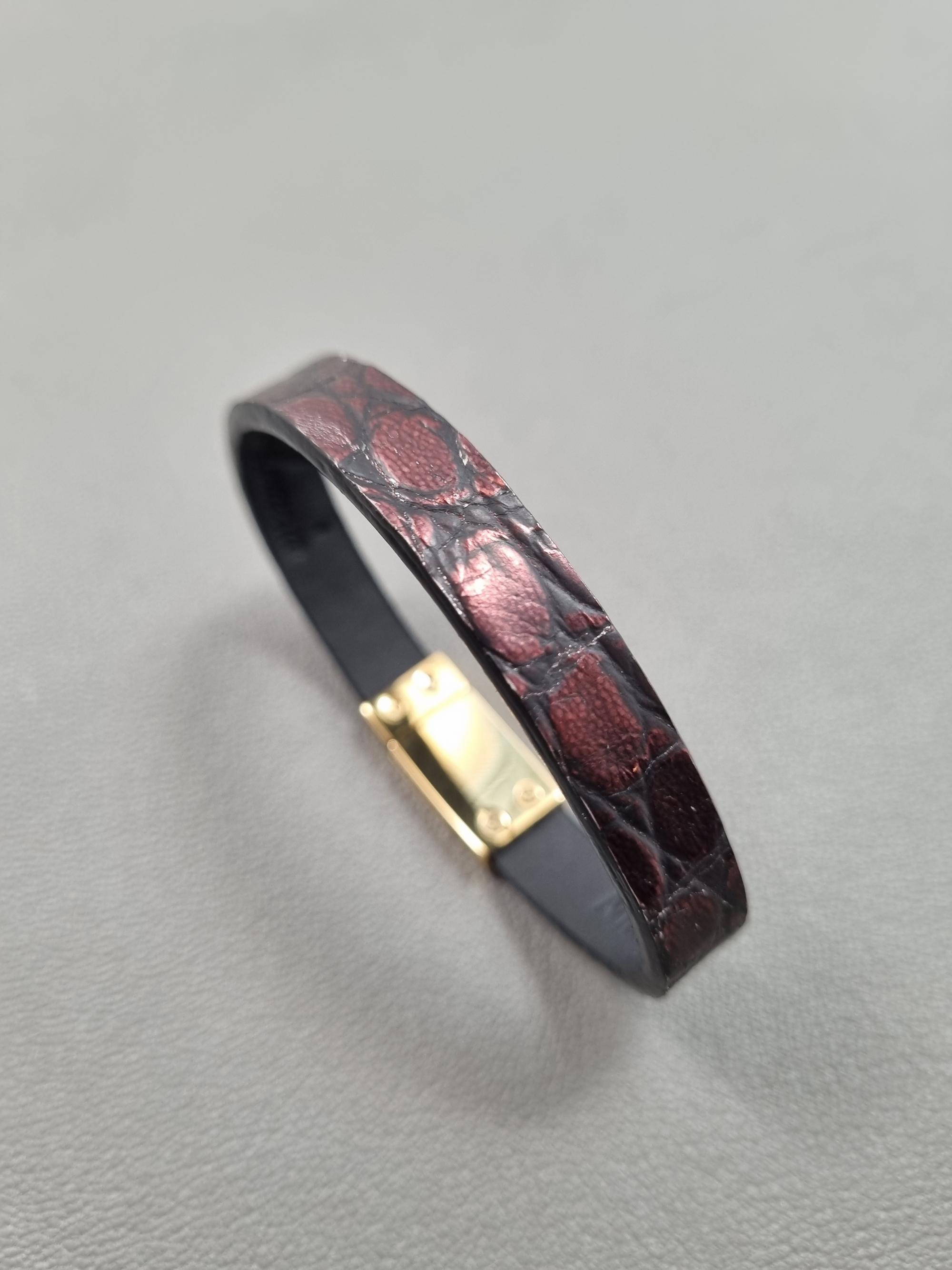 Dark Cherry Alligator Magnet Bracelet — Alligator leather bracelets